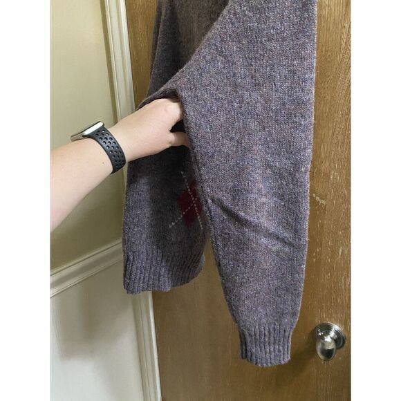 Vintage Cattivo Sweater Pullover 100% Pure Shetland Wool Argyle Patterns L Mauve - Picture 11 of 12